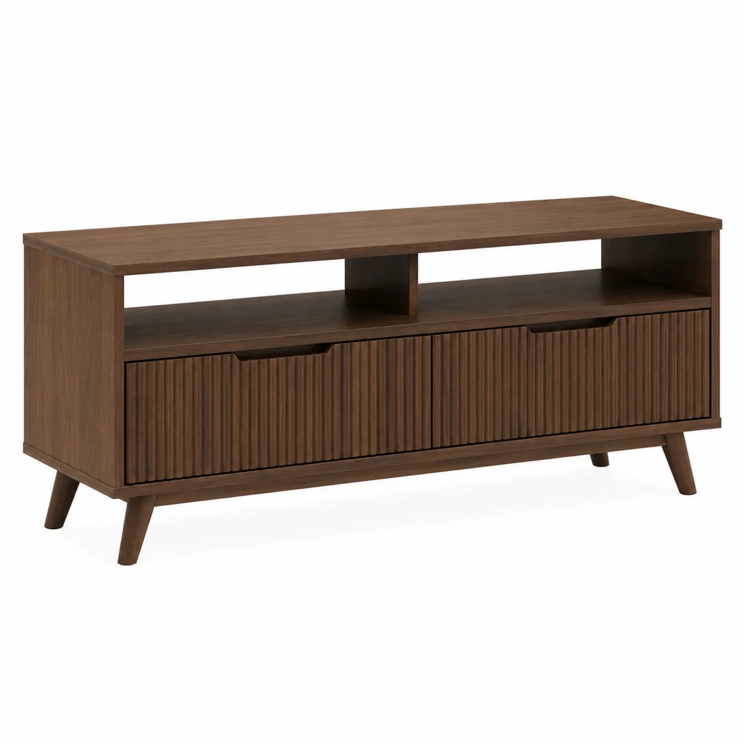 Meuble TV rectangulaire en bois marron avec tiroirs