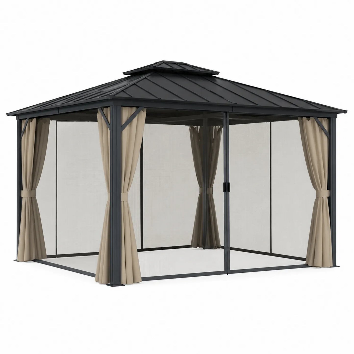 Pavillon en aluminium avec toit en acier et rideaux polyester 300x400 cm