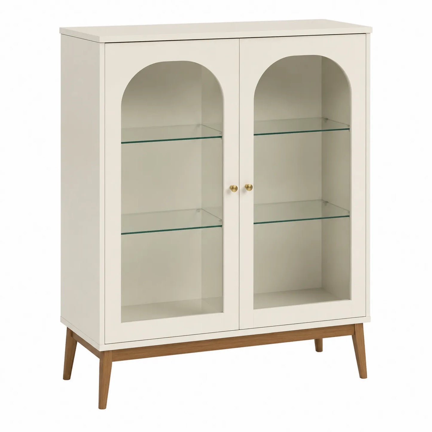 Vitrine en Bois avec Portes en Verre Trempé Blanc 100x40x150 cm