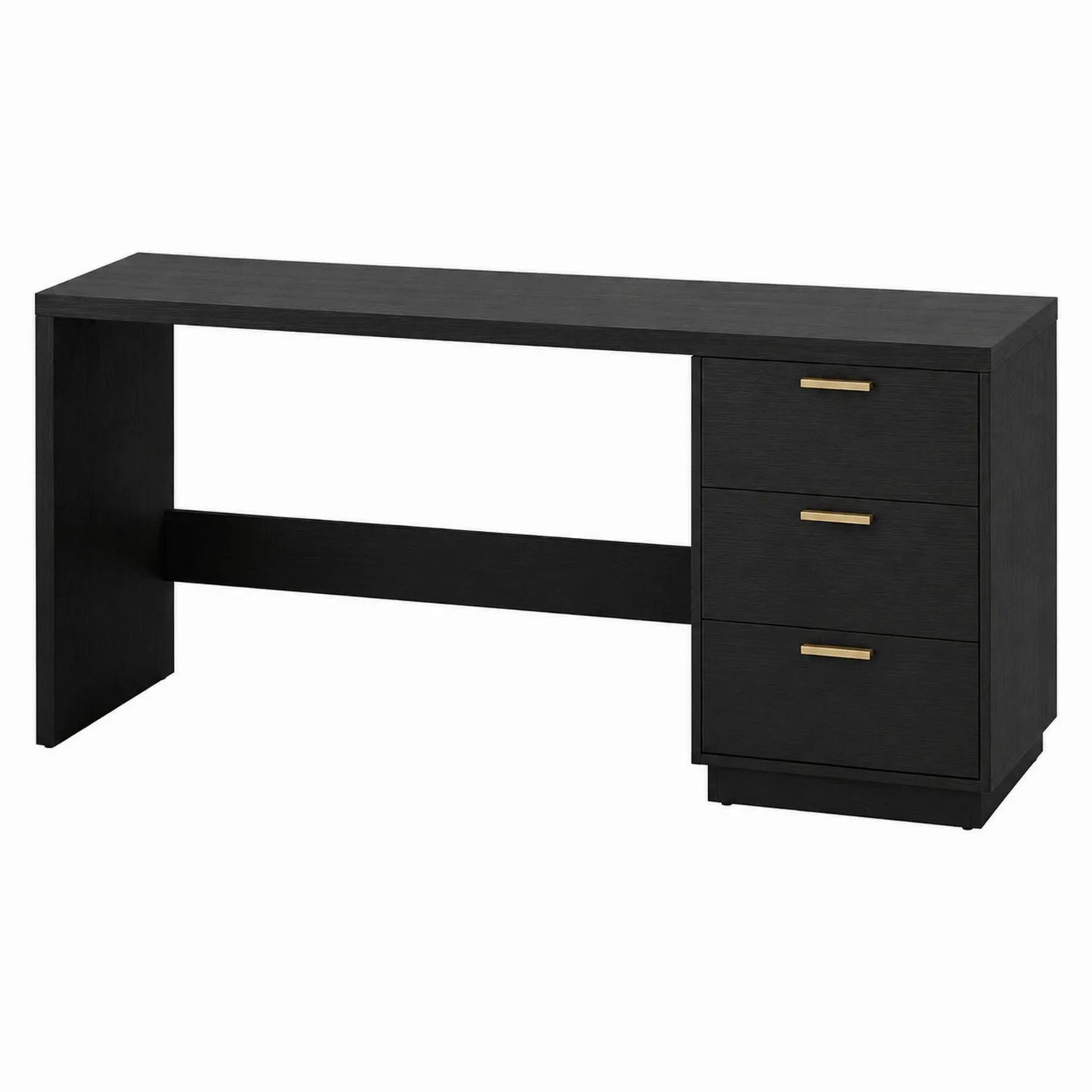 Bureau rectangulaire en bois MDF avec 3 tiroirs noir
