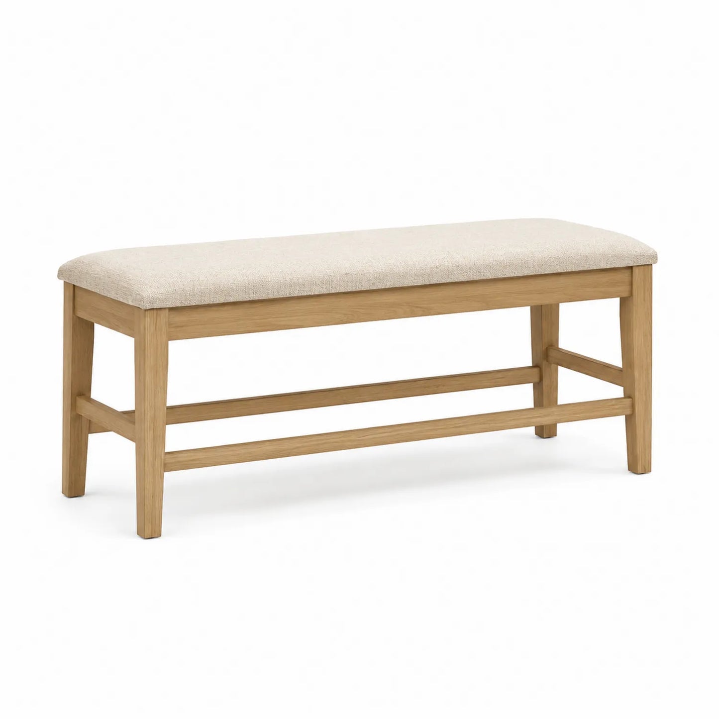 Banc en chêne avec assise en polyester beige 120x40x45 cm
