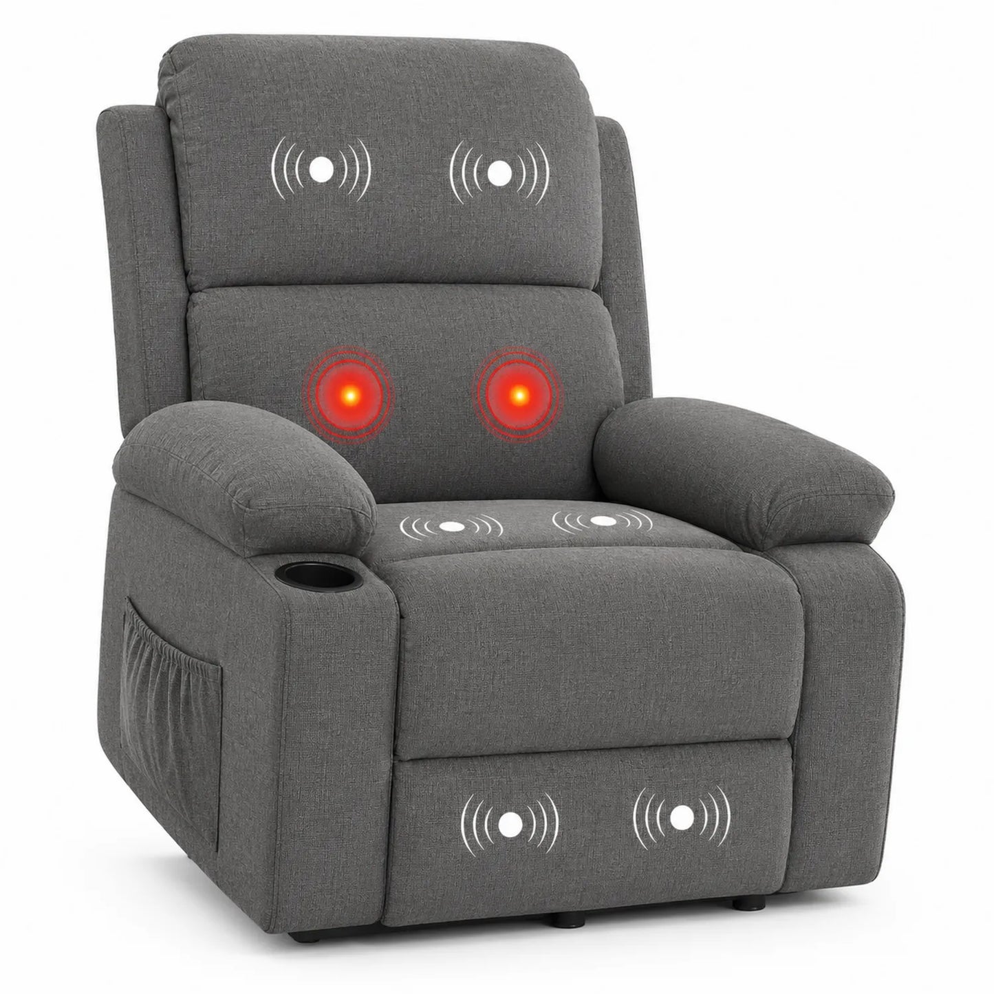 Fauteuil inclinable électrique avec massage en tissu gris
