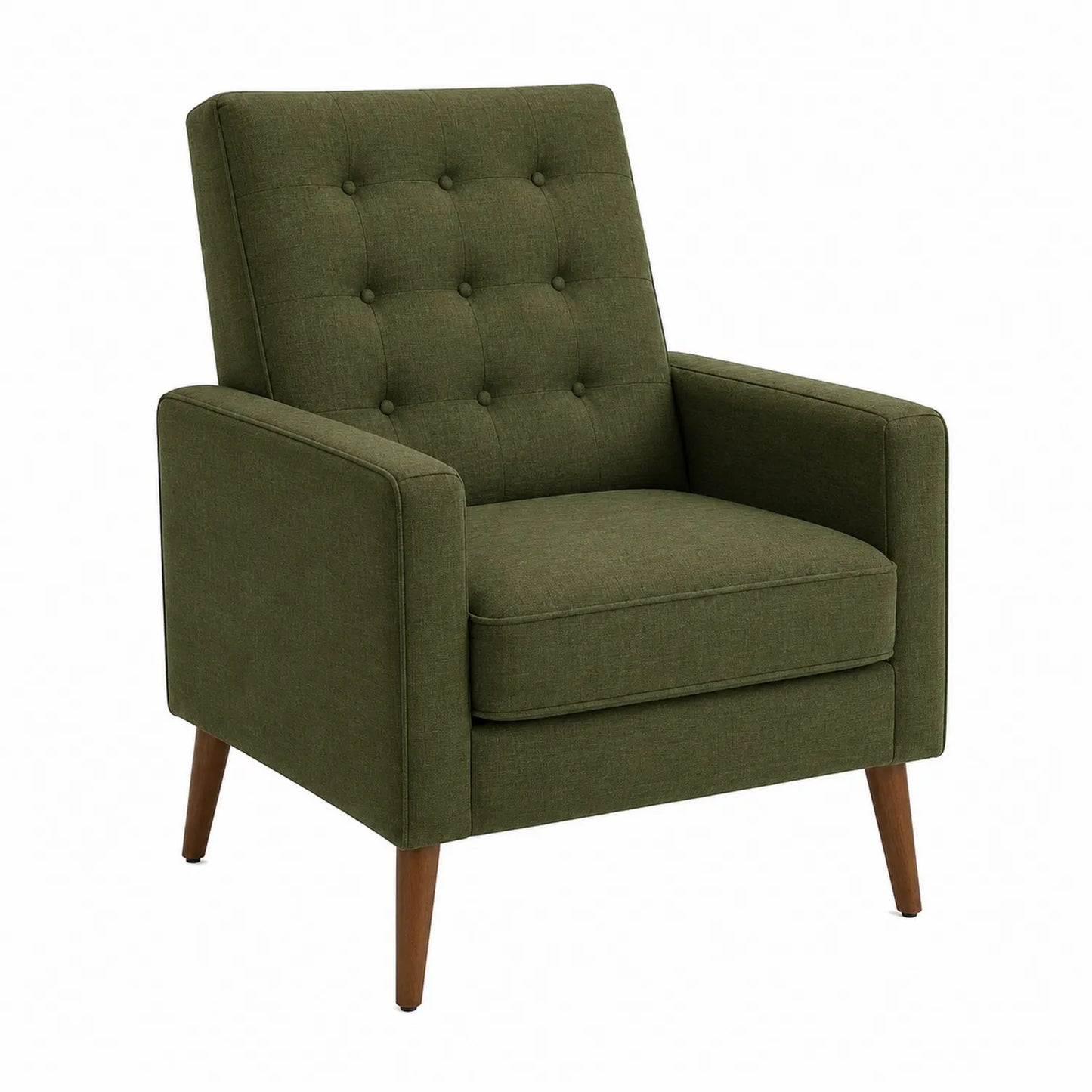 Fauteuil en tissu polyester vert avec pieds en bois