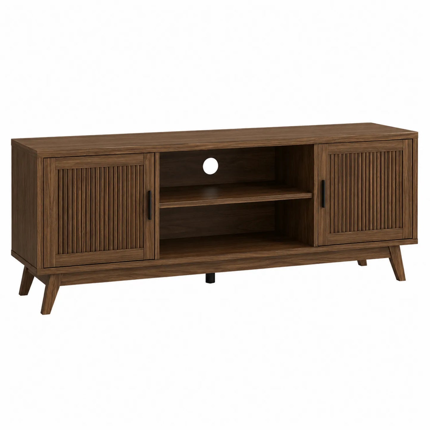 Meuble TV en bois plaqué chêne marron 150x45x50 cm