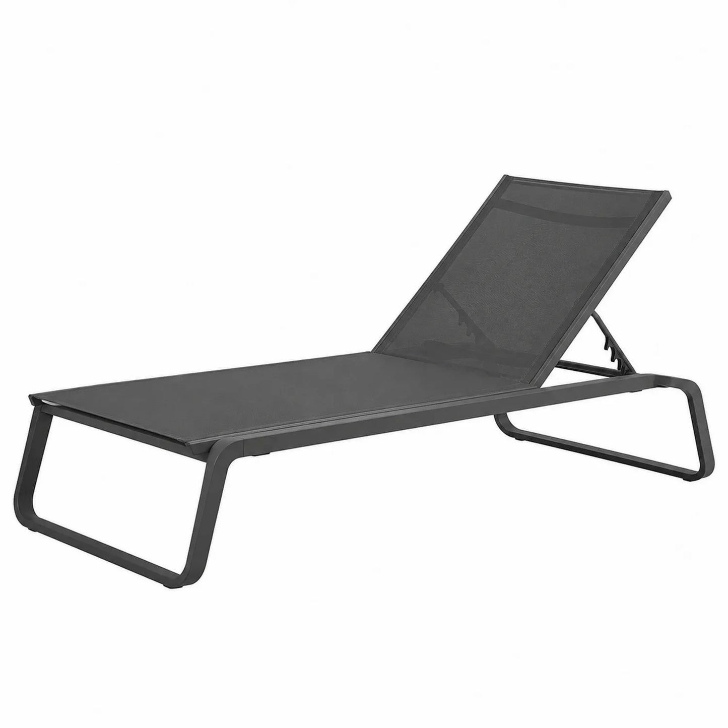 Chaise Longue Extérieure Réglable en Aluminium Noir