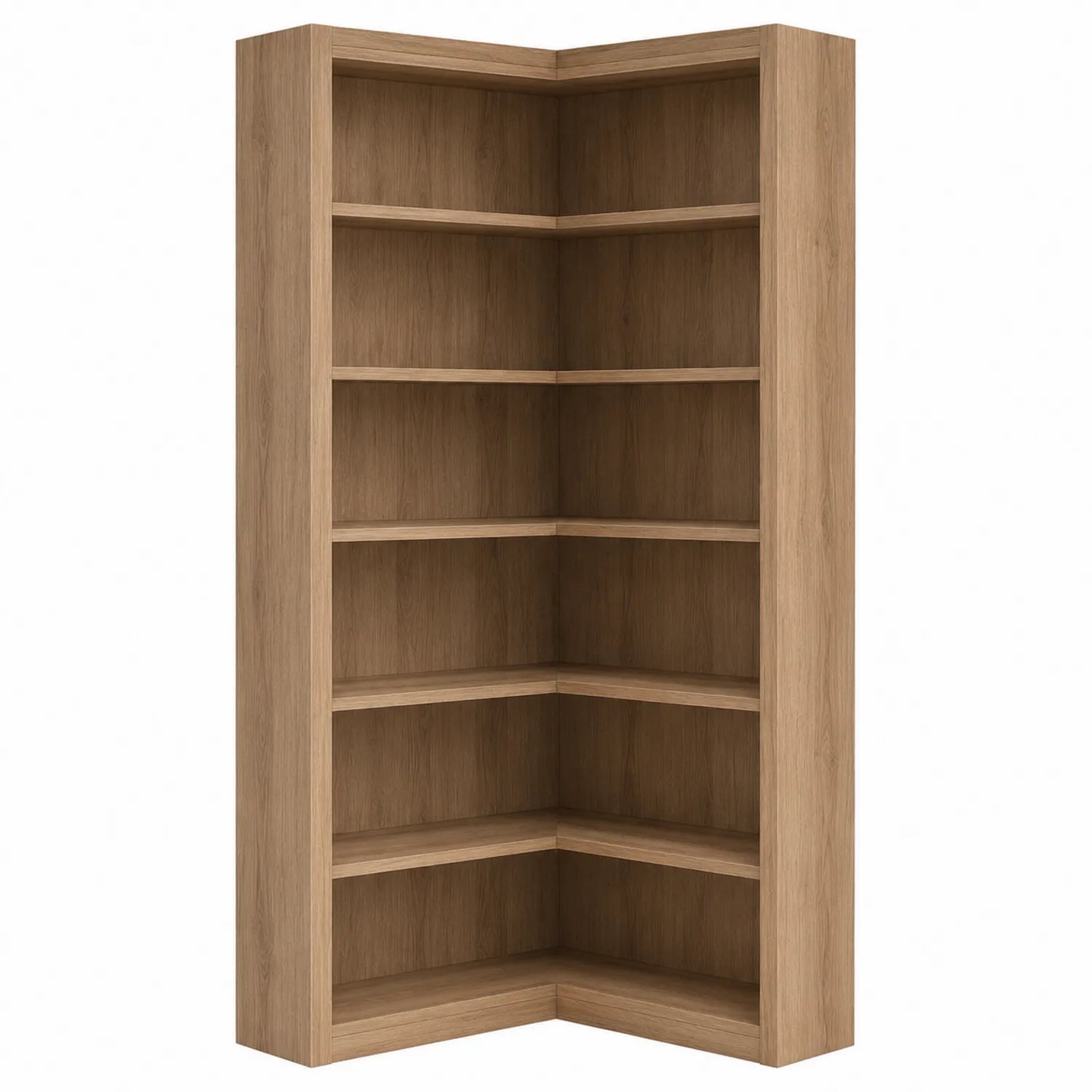 Étagère d'angle en bois chêne 6 niveaux