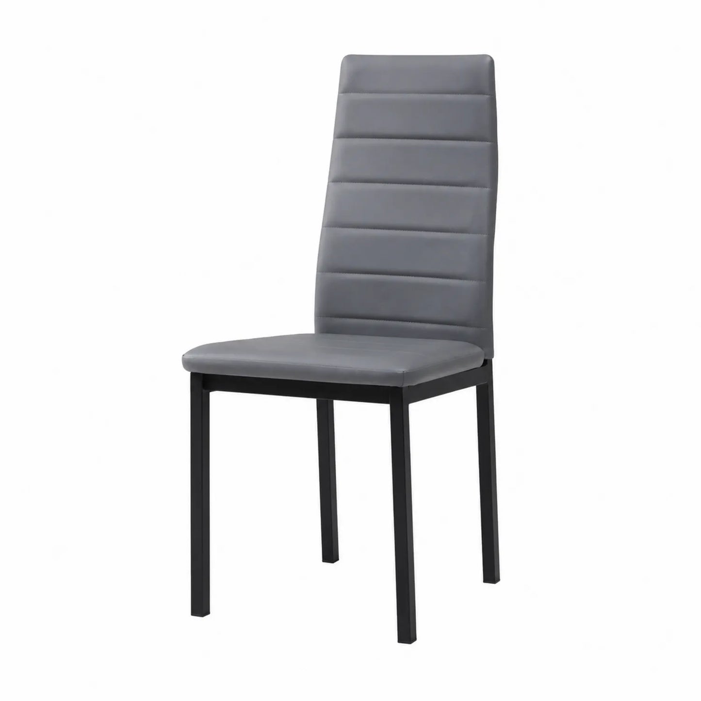 Chaise de salle à manger en cuir synthétique et métal Gris