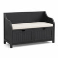Banc de rangement en bois MDF noir avec coussin en polyester