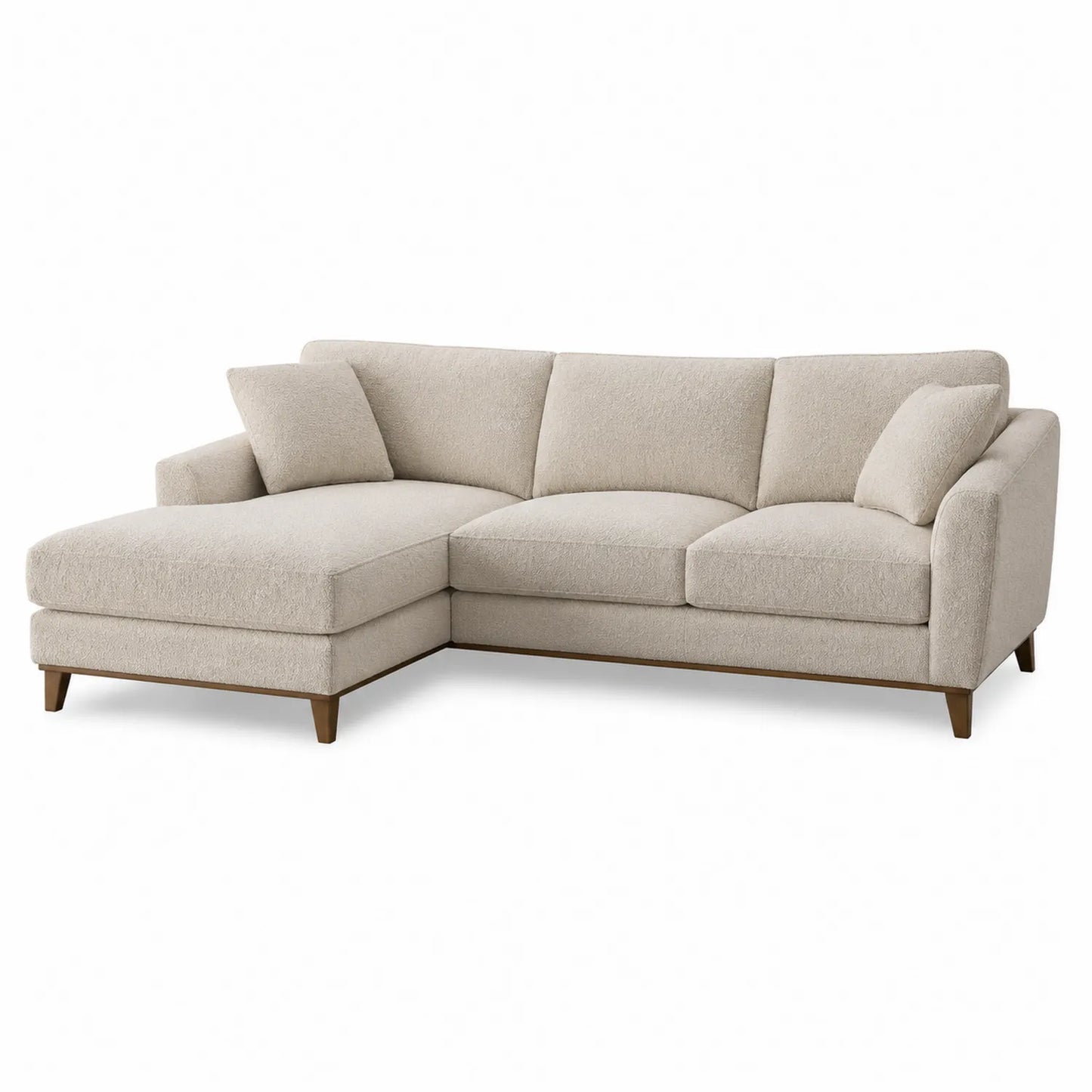 Canapé d'angle en tissu avec méridienne gauche en bois Beige 250x160x80 cm