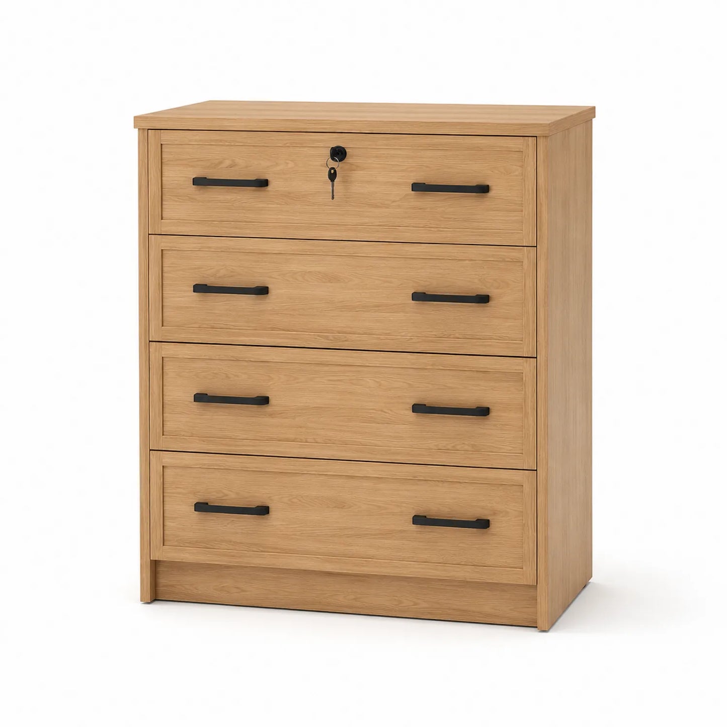 Commode en bois avec 4 tiroirs et serrure 90x45x100 cm
