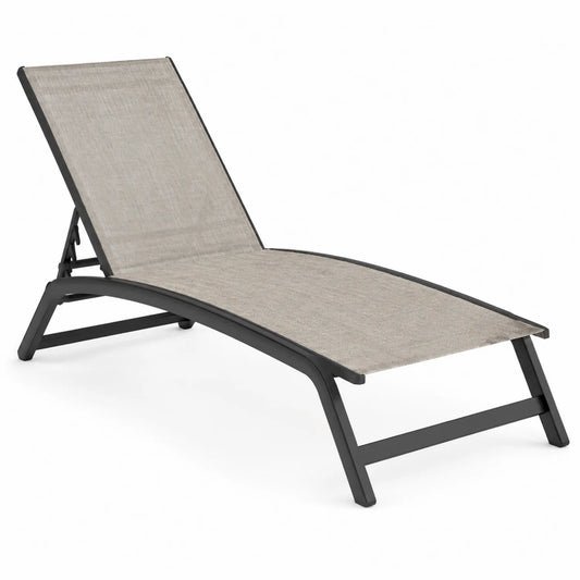 Chaise longue d'extérieur en aluminium beige