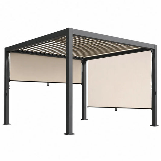 Pergola en métal avec rideaux latéraux réglables 300x300x250 cm