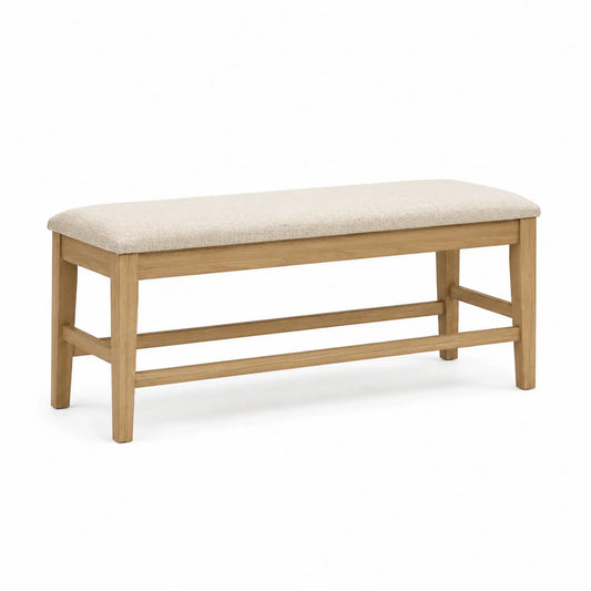 Banc en chêne avec assise en polyester beige 120x40x45 cm