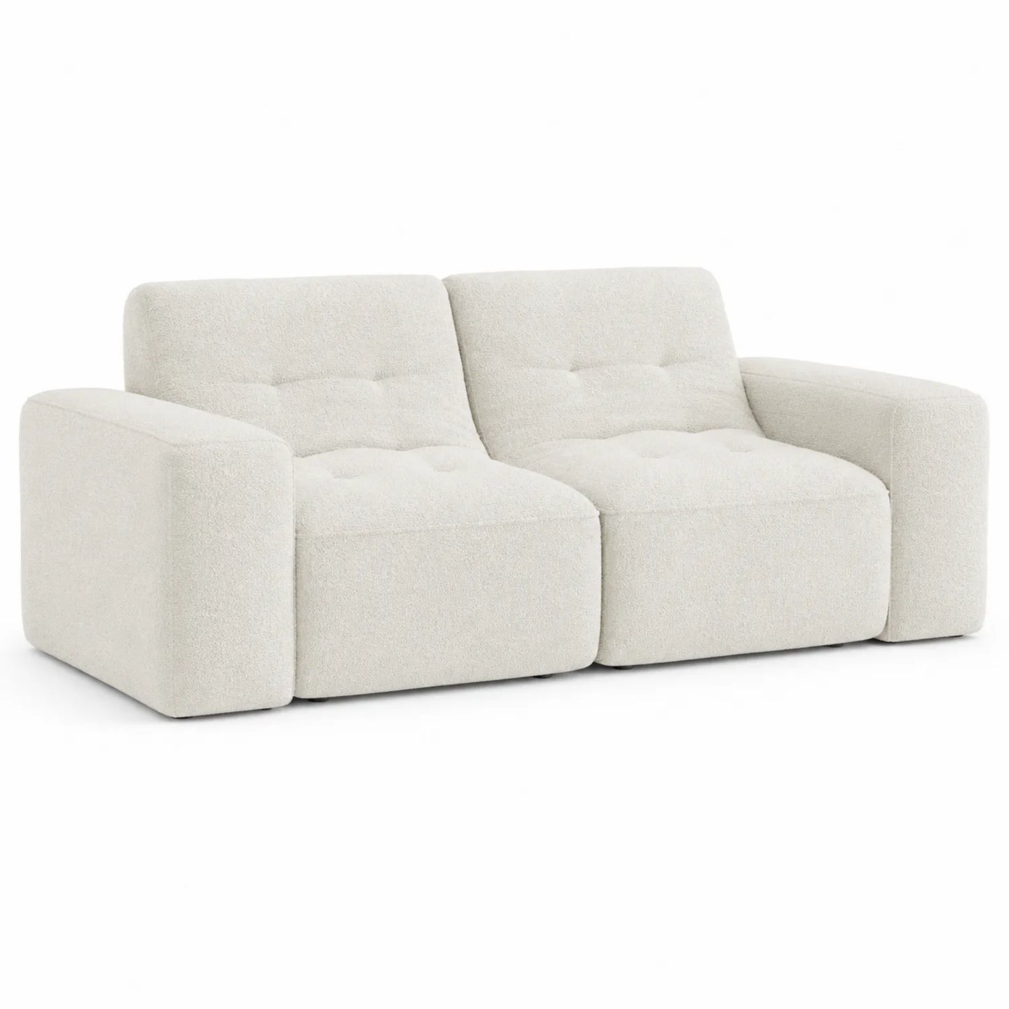 Canapé modulable 2 places en tissu bouclé crème