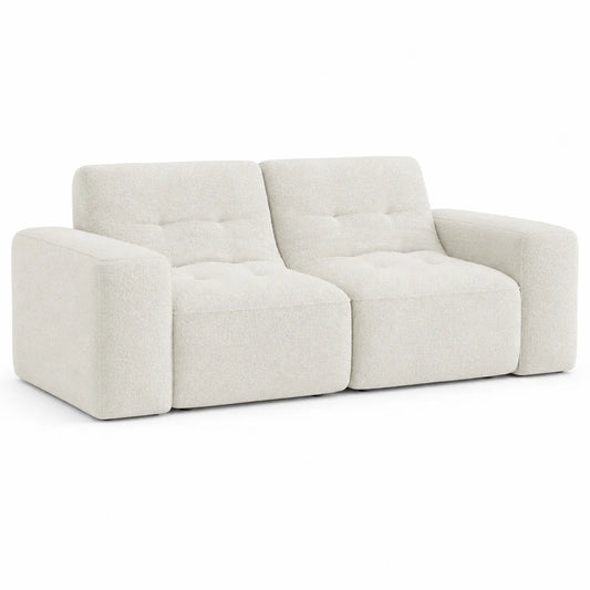 Canapé modulable 2 places en tissu bouclé crème