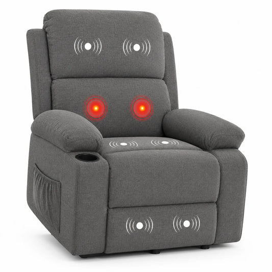 Fauteuil inclinable électrique avec massage en tissu gris
