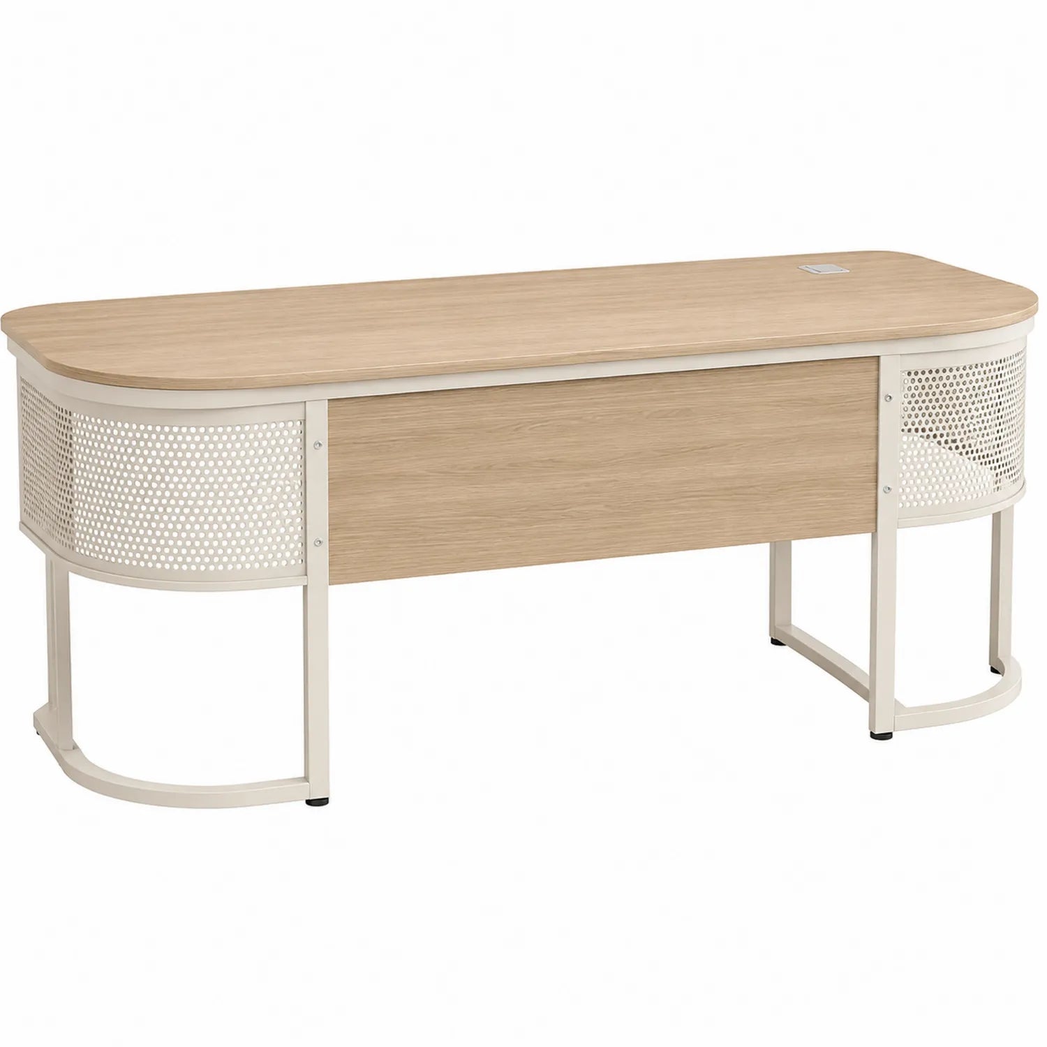 Bureau en bois et métal avec passe-câbles integré