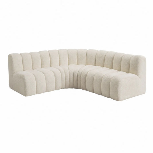 Canapé d'angle en tissu bouclé Crème 240x240 cm