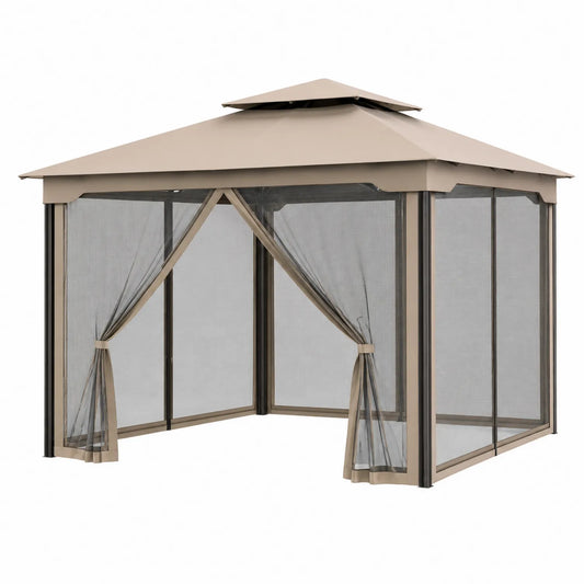 Tonnelle en Aluminium avec Toit en Polyester Beige 300x400 cm