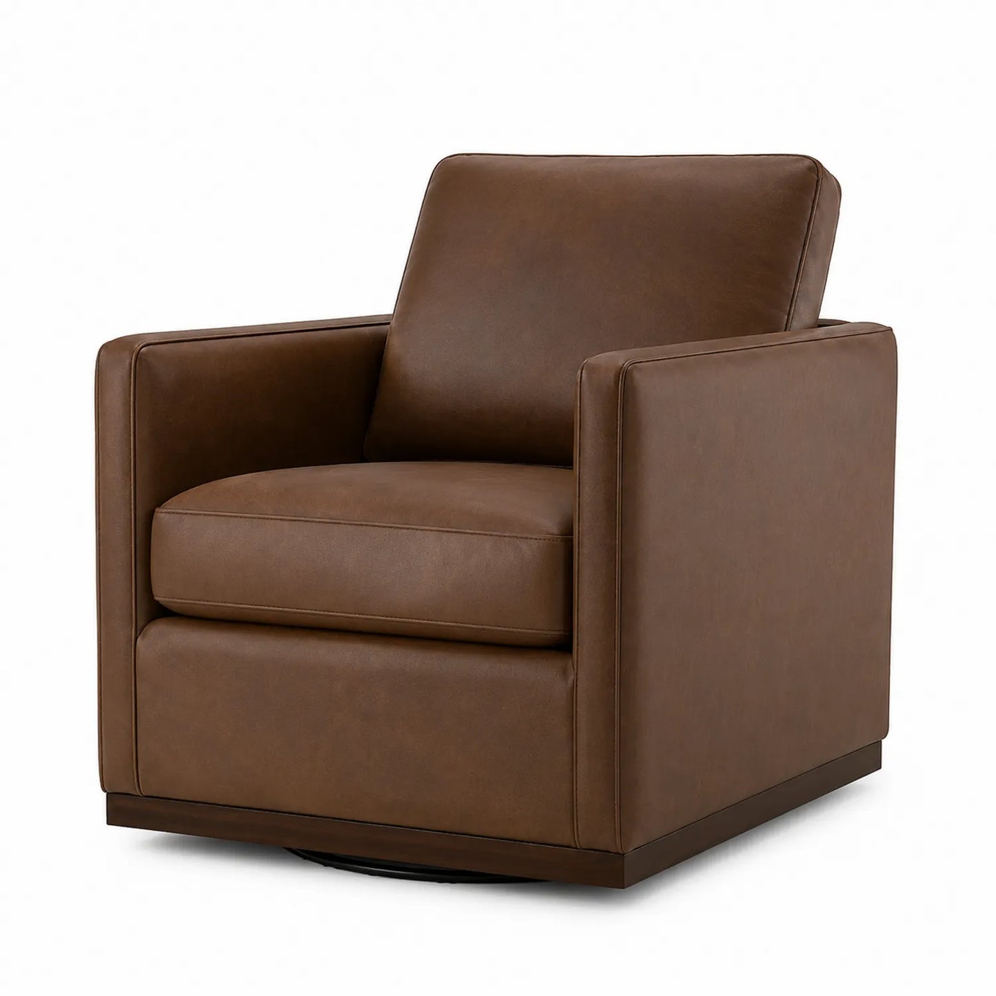 Fauteuil pivotant en cuir synthétique marron
