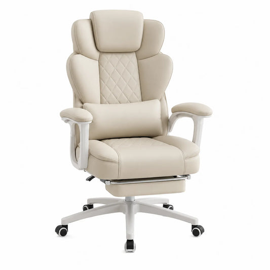 Chaise de bureau en similicuir avec support lombaire et repose-pieds