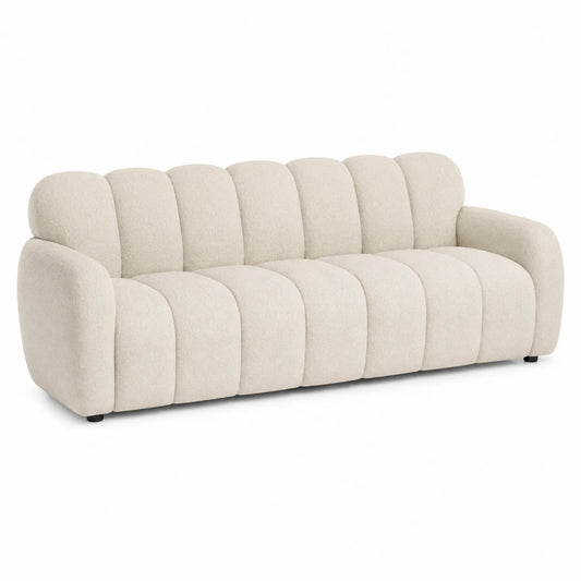 Canapé 3 places tissu bouclé beige