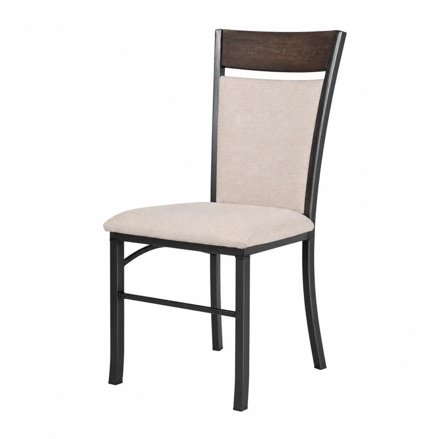 Chaise en métal et bois rembourrée beige