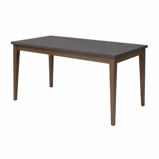 Table à manger rectangulaire en bois et céramique 160x90 cm Marron/Noir