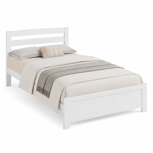 Lit en bois blanc 140x190 cm avec literie