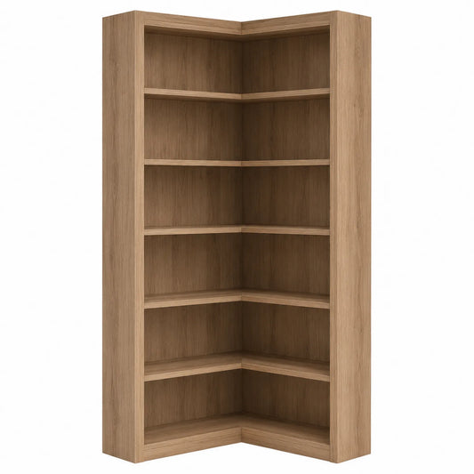 Étagère d'angle en bois chêne 6 niveaux