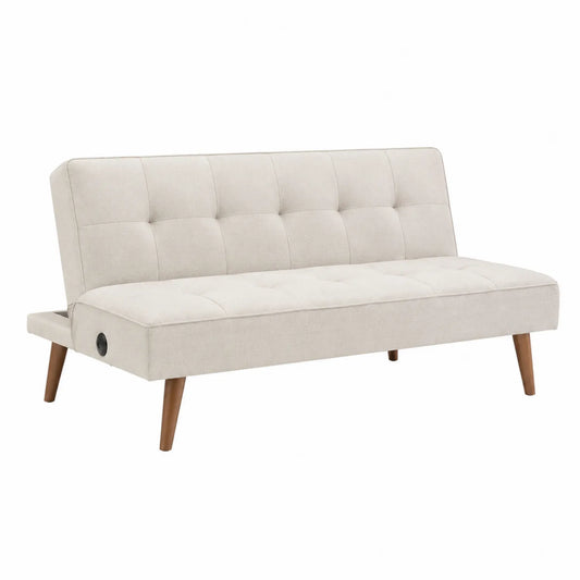 Canapé convertible en tissu Beige 200x90x80 cm