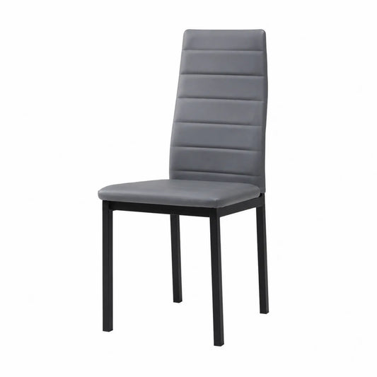 Chaise de salle à manger en cuir synthétique et métal Gris
